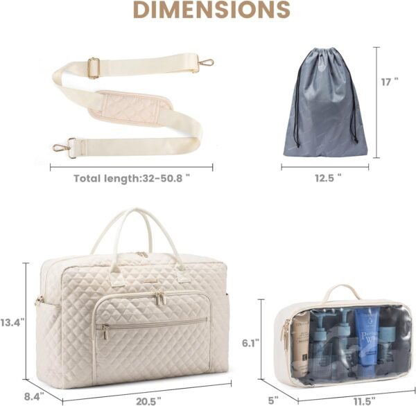 LOVEVOOK Travel Duffle Bag, Weekender Bag for Women with Toiletry Bag Carry on Overnight Bag with Laptop Compartment, Yoga Gym Bag with Wet Pocket Shoe Bag, Hospital Bag for Labor and Delivery - Image 5