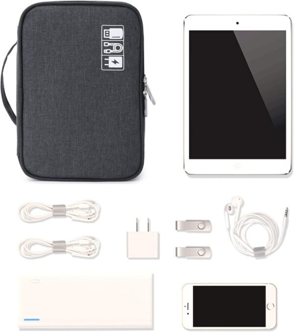 Lanola Travel Cable Organizer Bag, Electronic Accessories Case Portable Double Layer Cable Storage Bag for Cord,phone,Charger, Flash Drive, Phone, SD Card,Personal Items - (Black) - Image 7