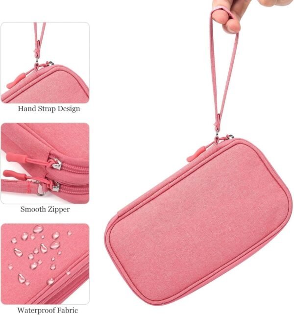 sansheng Electronics Accessories Organizer Pouch Bag, 2 Pack Travel Universal Organizer for Cable, Charger, Phone, SD Card, Business Travel Gadget Bag with Zipper(Grey & Pink) - Image 7