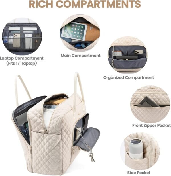 LOVEVOOK Travel Duffle Bag, Weekender Bag for Women with Toiletry Bag Carry on Overnight Bag with Laptop Compartment, Yoga Gym Bag with Wet Pocket Shoe Bag, Hospital Bag for Labor and Delivery - Image 2