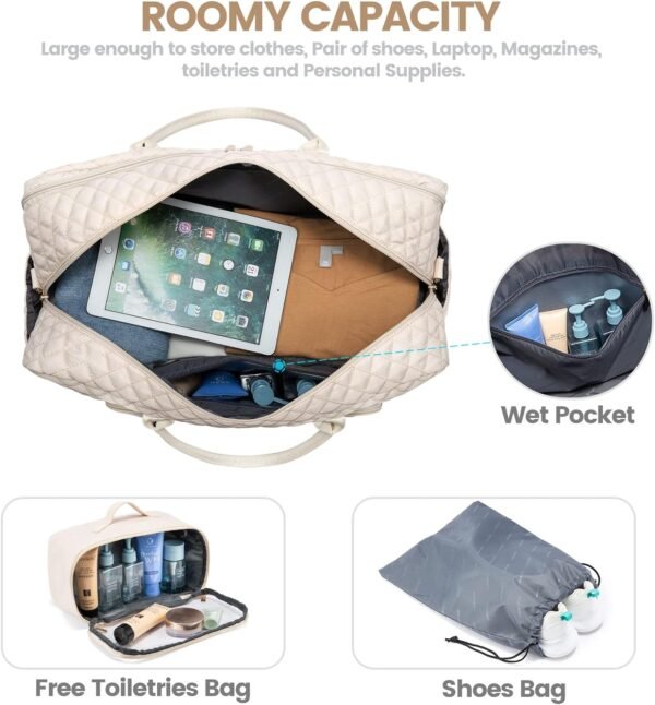 LOVEVOOK Travel Duffle Bag, Weekender Bag for Women with Toiletry Bag Carry on Overnight Bag with Laptop Compartment, Yoga Gym Bag with Wet Pocket Shoe Bag, Hospital Bag for Labor and Delivery - Image 3