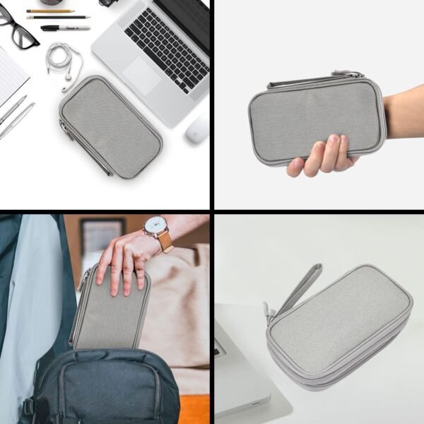 sansheng Electronics Accessories Organizer Pouch Bag, 2 Pack Travel Universal Organizer for Cable, Charger, Phone, SD Card, Business Travel Gadget Bag with Zipper(Grey & Pink) - Image 6
