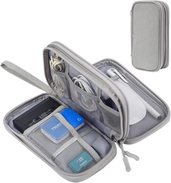 Electronic Organizer Bag, Waterproof Portable Electronic Organizer Travel Accessories Cable Bag Universal Cord Storage Case for Cable/Cord Storage, Charging Cable, Cell Phone, Power Bank - Image 2