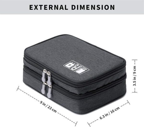 Lanola Travel Cable Organizer Bag, Electronic Accessories Case Portable Double Layer Cable Storage Bag for Cord,phone,Charger, Flash Drive, Phone, SD Card,Personal Items - (Black) - Image 2