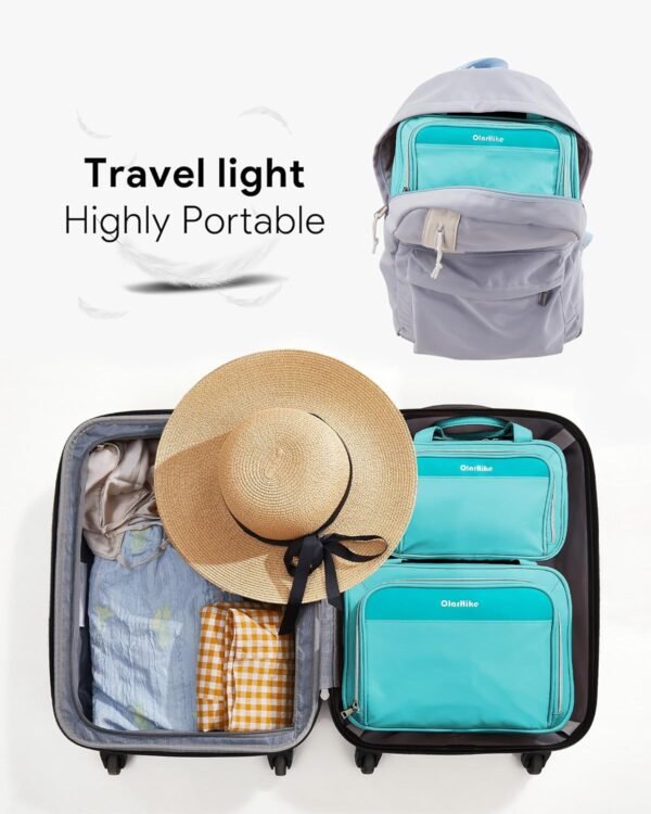 OlarHike Travel Toiletry Hanging Bag Waterproof Bags, Makeup, Toiletries, Jewelry, Travel Essentials 3 in 1 Packing Organizers, Cosmetic Travel-Sized Container, Medium Capacity for Women Cyan - Image 6