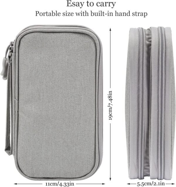 sansheng Electronics Accessories Organizer Pouch Bag, 2 Pack Travel Universal Organizer for Cable, Charger, Phone, SD Card, Business Travel Gadget Bag with Zipper(Grey & Pink) - Image 2